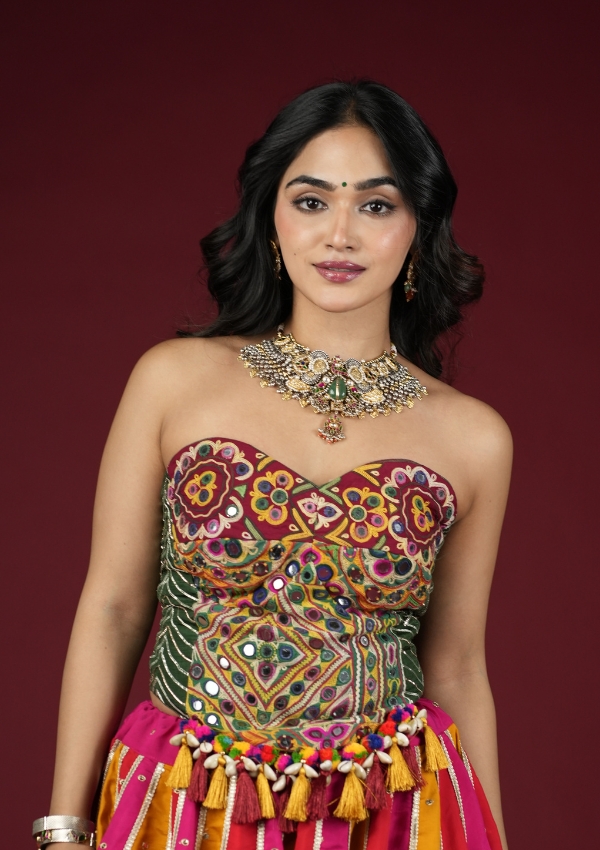 Dark Green Kutchi Corset Blouse